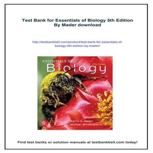 Test Bank for Essentials of Biology 5th Edition By Mader | PDF