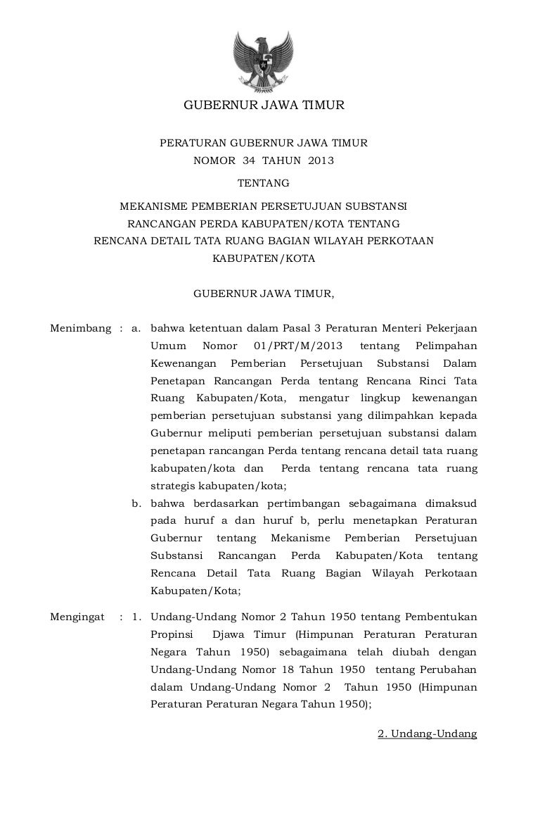 Peraturan Gubernur Jawa Timur no 34 thn 2013 ttg mekanisme 
