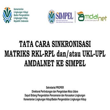 Panduan Sinkronisasi Matriks RKL-RPL dan UKL-UPL dari Amdalnet ke ...