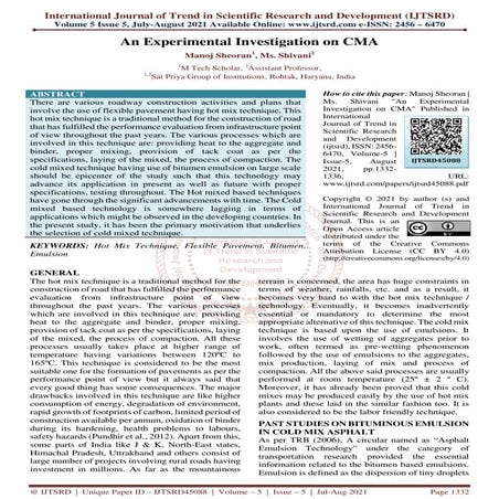 An Experimental Investigation on CMA