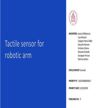 Tactile sensor for robotic arm