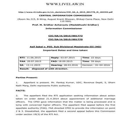 Aadhaar is NOT mandatory for marriage certificates 