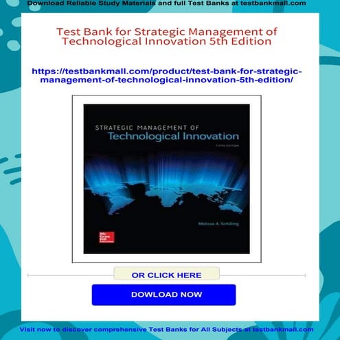 Test Bank for Strategic Management of Technological Innovation 5th ...