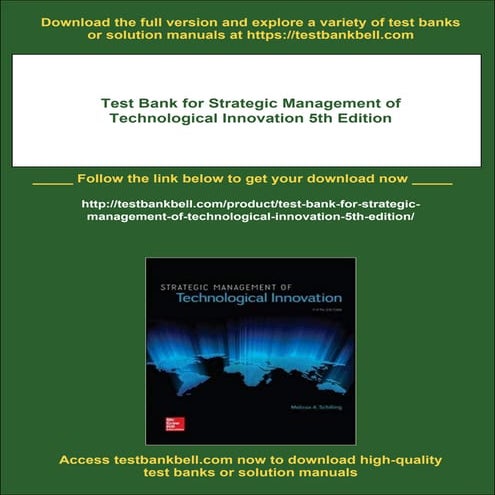 Test Bank for Strategic Management of Technological Innovation 5th ...