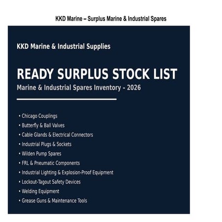 KKD Marine & Industrial Supplies Surplus Stock List – 2026 | PDF