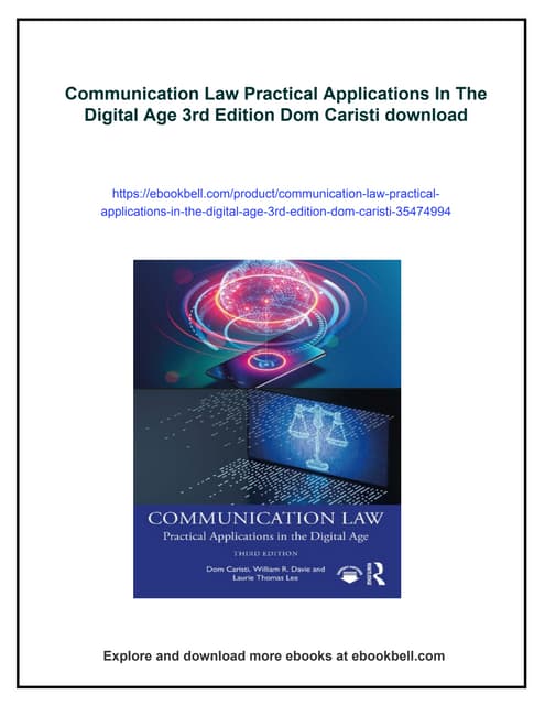 Communication Law Practical Applications In The Digital Age 3rd Edition Dom Caristi | PDF