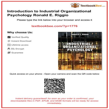 Comprehensive Guide to Industrial Organizational Psychology by Ronald E ...