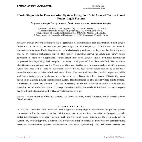 ai based fault detection in power system | PPTX