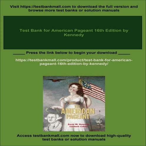 Test Bank for American Pageant 16th Edition by Kennedy