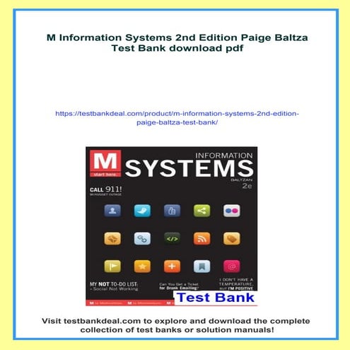 M Information Systems 2nd Edition Paige Baltza Test Bank | PDF
