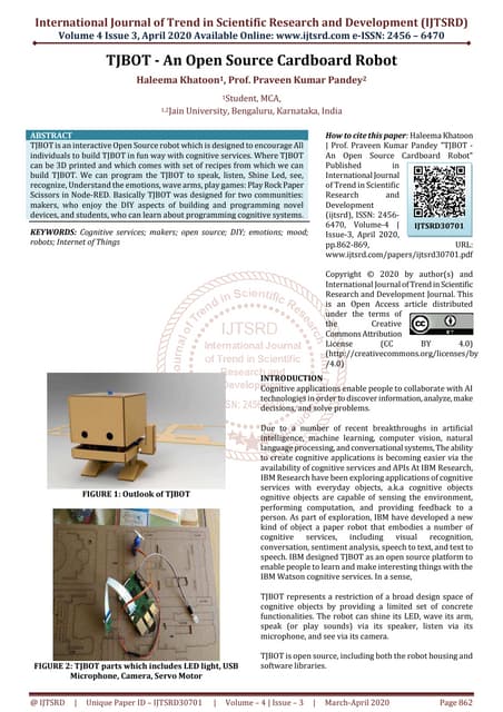 TJBOT An Open Source Cardboard Robot