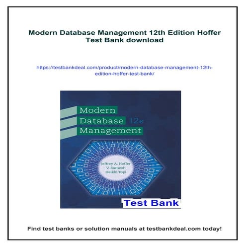 Modern Database Management 12th Edition Hoffer Test Bank | PDF