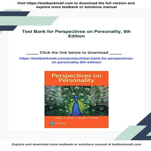 Test Bank for Perspectives on Personality, 8th Edition