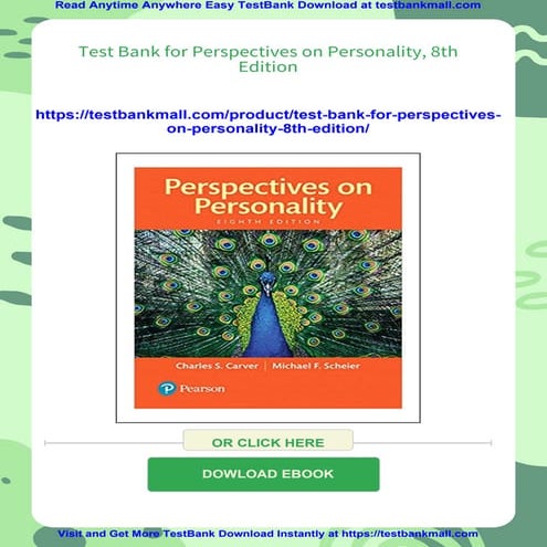 Test Bank for Perspectives on Personality, 8th Edition