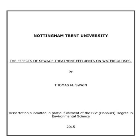 The Effects of Sewage Treatment Works on Watercourses - T.Swain