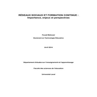 réseaux sociaux et formation continue