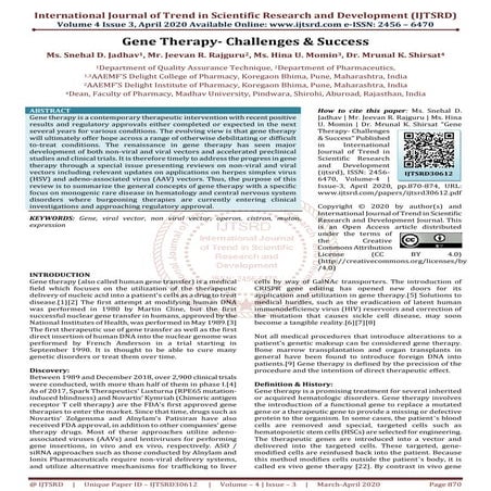 Gene Therapy Challenges and Success | PDF