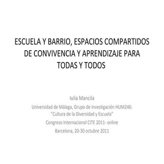 (172) Escuela y barrio, espacios co...