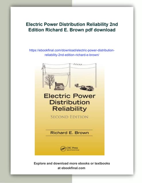 Electric Power Distribution Reliability 1st Edition Richard E