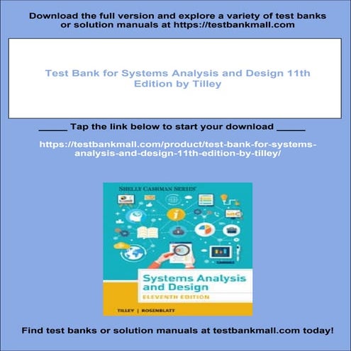 Test Bank for Systems Analysis and Design 11th Edition by Tilley | PDF