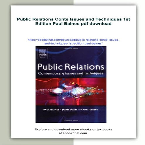 Public Relations Conte Issues and Techniques 1st Edition Paul Baines