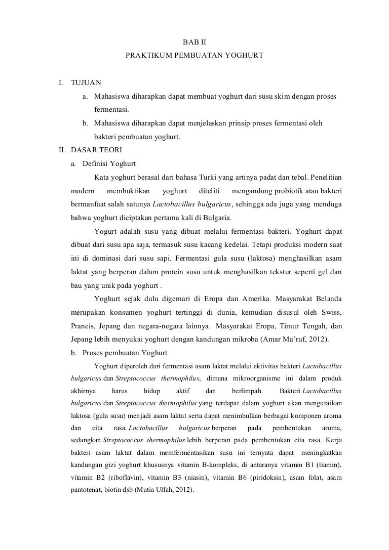 179297851 Laporan Praktikum Pembuatan Yoghurt Doc
