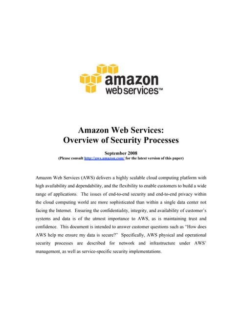 Amazon Web Services: Overview of Security Processes