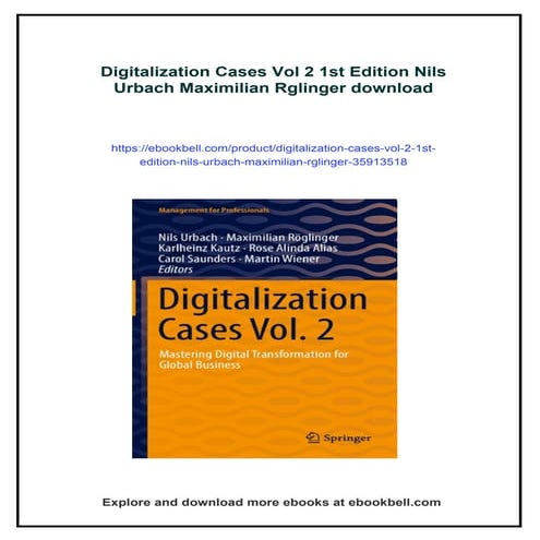 Digitalization Cases Vol 2 1st Edition Nils Urbach Maximilian Rglinger ...