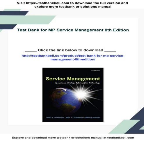 Test Bank for MP Service Management 8th Edition | PDF