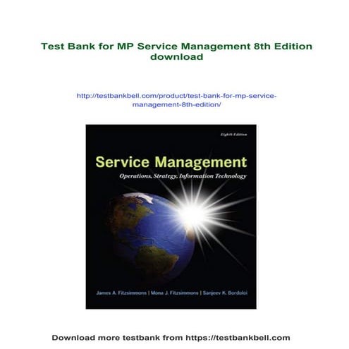 Test Bank for MP Service Management 8th Edition | PDF