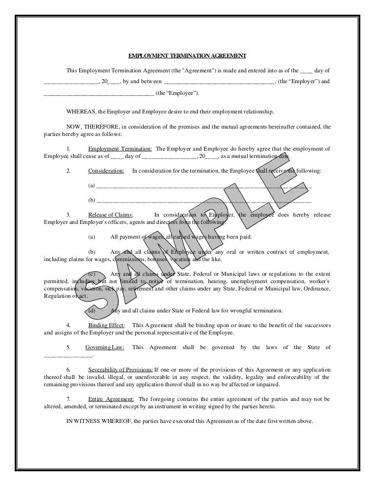 termination of agreement template