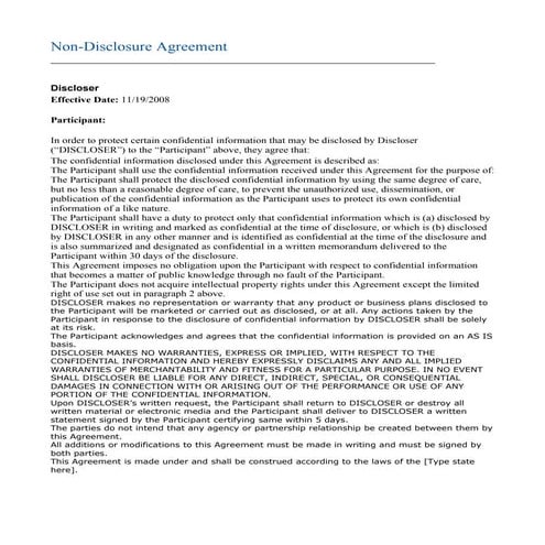 Sample Mutual Non Disclosure Agreement | PDF
