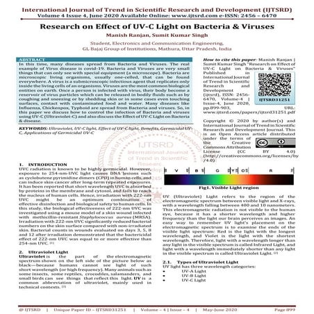 Research on Effect of UV C Light on Bacteria and Viruses | PDF