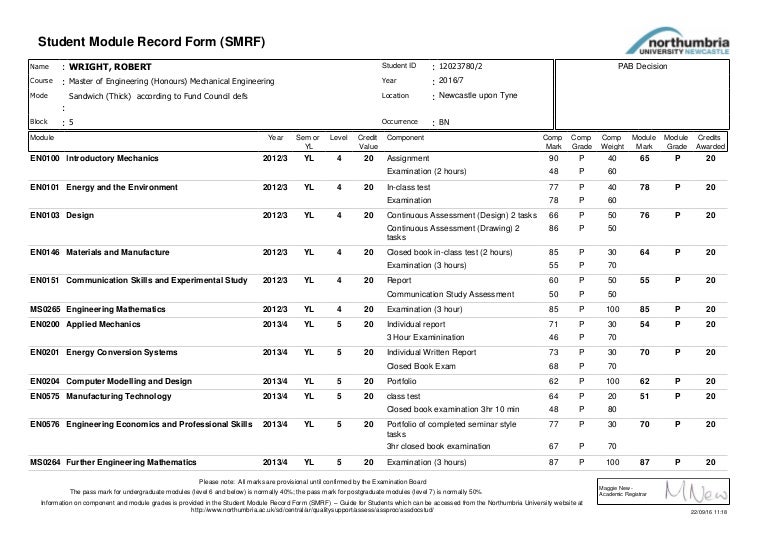 Coursework transcripts picture