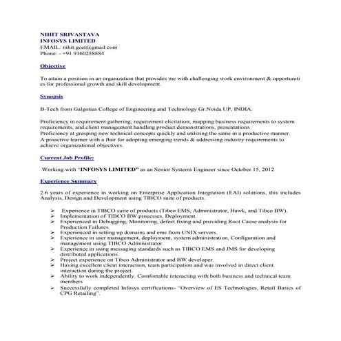 NIHIT SRIVASTAVA_2.6Years_Resume