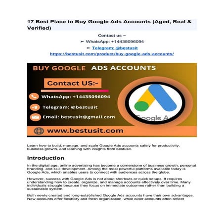 Comprehensive Guide to Buying and Managing Google Ads Accounts for ...