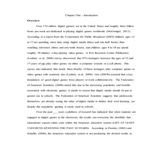 Chapter One to be added to dissertation