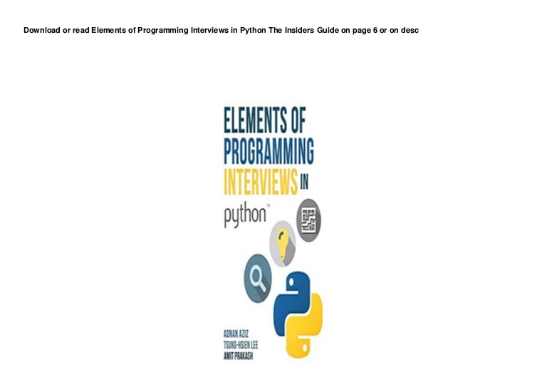 Elements of programming interviews python pdf download - roascse