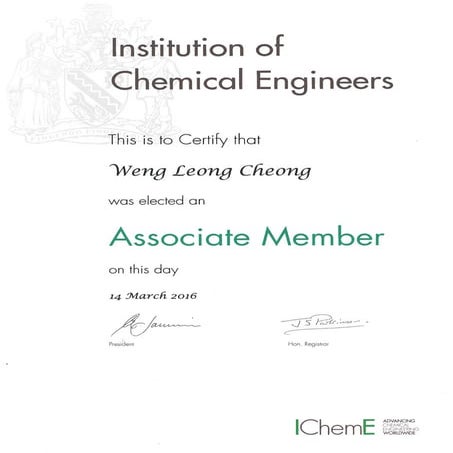 AMIChemE Cert | PDF