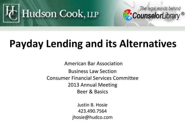 Payday Lending and its Alternatives