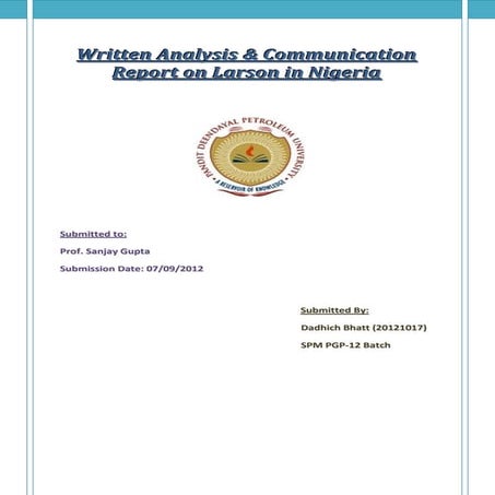 WAC report on Larson in Nigeria