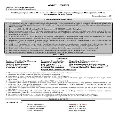 New Resume Amol Joshi Delivery Management