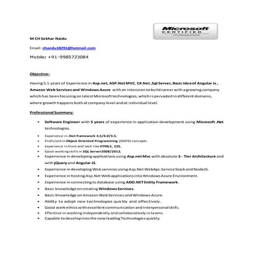 DotNet 5.1Years Experience