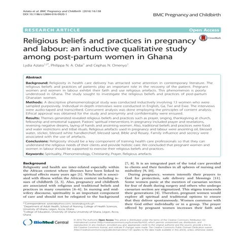 Religious beliefs and practices in pregnancy | PDF