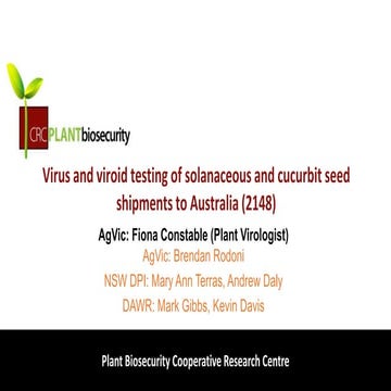 Virus and viroid testing of solanaceous and cucurbit seed shipments to Australia