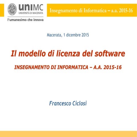 MODULO 17 –> Il modello di licenza del software