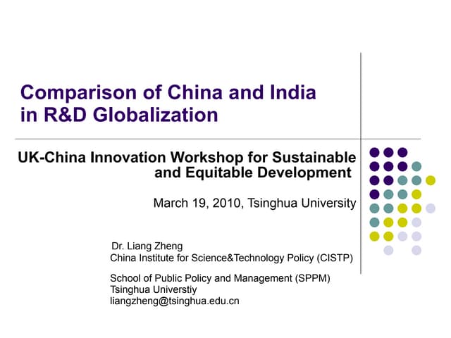 LIANG Zheng: Comparison of China and India in R&D globalisation