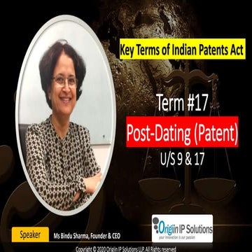 Key Terms of Patent Act #17: Post Dating