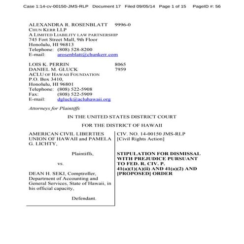 17 stipulation to dismiss with prejudice and order | PDF