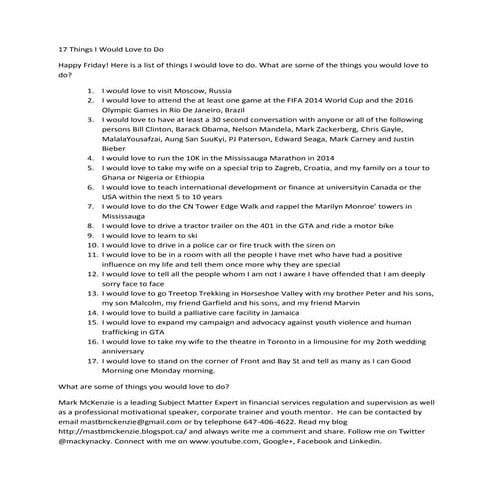 17 things i would love to do | DOCX